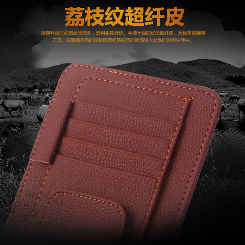 Car Sun Visor Bill Holder Car Multifunctional Microfiber Leather Card Holder Leather Pattern Glasses Holder Storage Clip Card Slot - Image 5